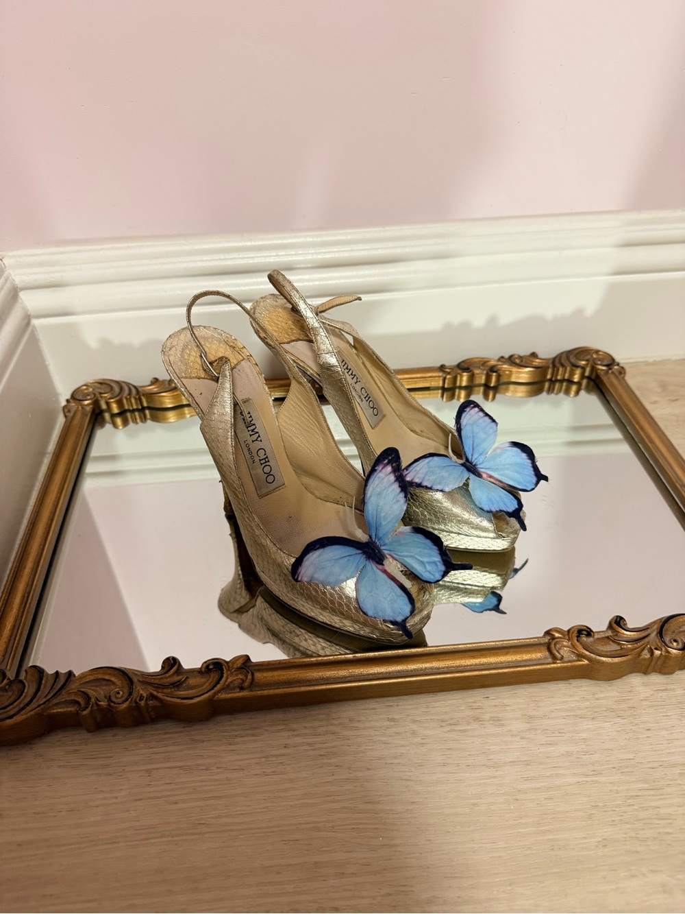 Jimmy Choo sandals shoes butterfly orchid size 6 US 36 Y2K Carrie Bradshaw Y2K